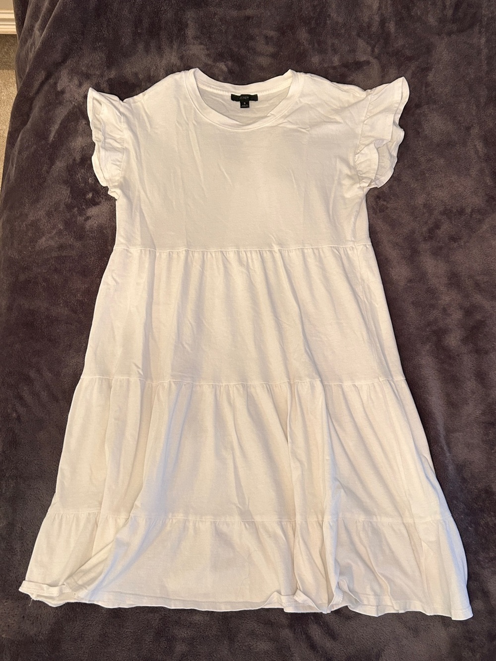J.CREW Swingy Tiered Cotton Jersey Dress White